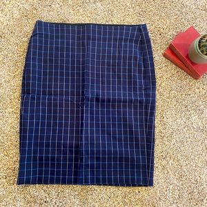 Elle blue plaid pencil skirt
